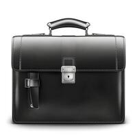 Elegant black leather briefcase with a polished finish, ideal for professional settings. photo