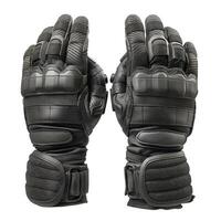 A pair of black tactical gloves designed for durability and protection. photo