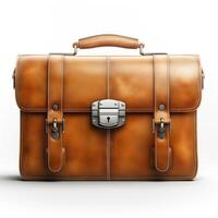Stylish leather briefcase with a polished finish, showcasing its sophisticated design and durable craftsmanship. photo