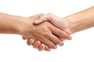 A close-up of two hands shaking, symbolizing partnership and agreement. photo