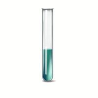 Illustration of a laboratory test tube containing green liquid placed upright on a plain white background, symbolizing scientific experiments and research. vector