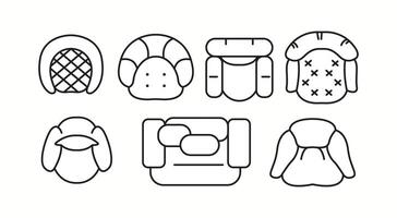 illustration featuring various armchair designs in a top-down view. Ideal for interior designers and furniture layout planning. vector