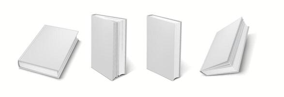 3D realistic mockup of a blank book viewed from front and side, designed for product presentations. vector
