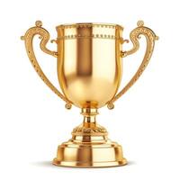 Shiny golden trophy with ornate details, symbolizing achievement and success. photo