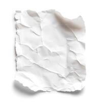 Crumpled white paper on a light background, conveying a sense of texture and depth. photo