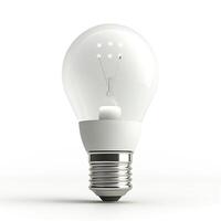 A clear light bulb with a sleek design, featuring a polished metal base, illuminating the surroundings with a soft glow. photo