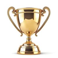 A shiny golden trophy with elegant handles, symbolizing achievement and excellence. photo