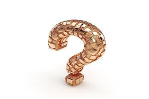 A metallic gold question mark sculpture, symbolizing curiosity and inquiry. photo