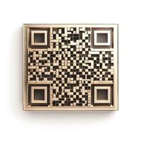 Stylized 3D QR code in a golden finish, adding a modern touch to technology. photo