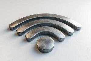 Stylized metallic Wi-Fi symbol on a clean surface, representing connectivity and technology. photo