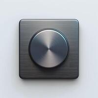 Close-up of a modern metallic control knob on a sleek surface. photo