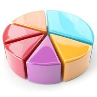 Colorful pie chart with six glossy segments showcasing data representation in a modern style. photo