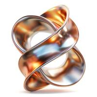 A stunning metallic sculpture showcasing a twisted form with reflective surfaces and vibrant hues. photo
