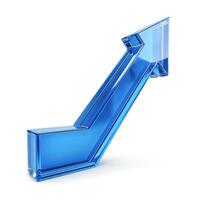 A stylized blue glass arrow pointing upwards, symbolizing growth and success. photo