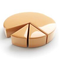 A glossy, stylized pie chart in a warm beige tone, showcasing three segments of varying sizes, symbolizing data representation. photo