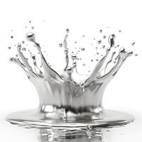 A stunning silver liquid splash, capturing the beauty of fluid motion and dynamic shapes. photo