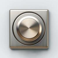 A metallic circular dial set against a smooth background, showcasing modern design and precision. photo