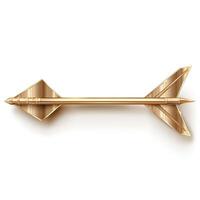A shiny gold arrow symbolizing success and direction, set against a clean white background. photo