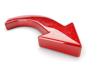 A bold red arrow pointing downward, symbolizing movement or direction. photo