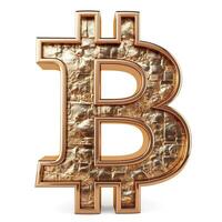Stylized golden Bitcoin symbol representing cryptocurrency and digital finance. photo