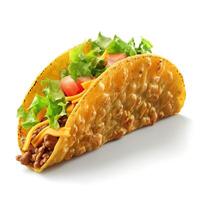 Delicious taco featuring seasoned meat, fresh lettuce, tomatoes, and shredded cheese in a crispy shell. photo