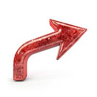A shiny red 3D arrow pointing to the right, crafted with a crystal-like texture. photo