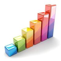 Vibrant, colorful bar graph representing growth and success in a business context. photo