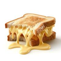 A delicious grilled cheese sandwich with melted cheese oozing from between two toasted slices. photo