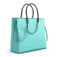 Elegantly designed turquoise handbag with stylish quilted texture and dual handles. photo
