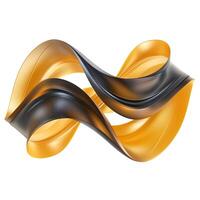 A dynamic abstract sculpture featuring flowing black and gold ribbons, exuding elegance and sophistication. photo
