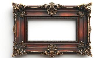 An ornate vintage picture frame with intricate detailing, perfect for showcasing artwork or photographs. photo