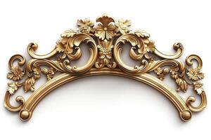 Elegant gold decorative frame with intricate floral design. photo