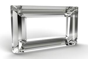 A sleek, rectangular crystal block with sharp edges, reflecting light elegantly. photo