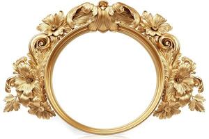 Ornate golden picture frame with floral carvings, perfect for showcasing cherished memories. photo