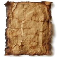 Aged parchment paper with intricate cracks and burn edges, evoking a sense of history and timelessness. photo