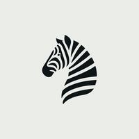 a zebra head is shown in a simple black and white design vector