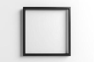 un minimalista negro marco colgando en contra un blanco muro, Listo para obra de arte foto