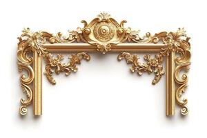 Exquisite golden ornate frame showcasing intricate floral designs, perfect for elegant artwork displays. photo