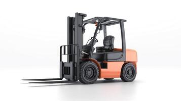 A modern orange forklift showcasing efficiency and strength in material handling. photo