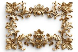 Intricate golden floral frame design showcasing ornate detailing and elegance. photo