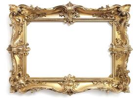 A vintage ornate golden picture frame, perfect for displaying cherished artwork or photographs. photo