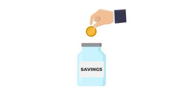 Hand dropping a coin into a savings jar, ideal for financial concepts, savings goals, budgeting tips, and investment themes. video