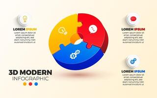Three Piece Circle Puzzle Infographic Element vector