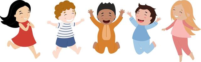 Group of joyful children jumping vector