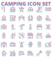 Camping icon set, gradient style vector