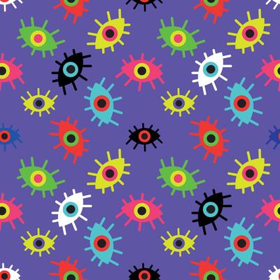 Seamless pattern of multicolored abstract eyes
