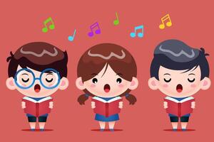 Children singing joyful music together vector