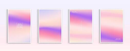 Pastel gradient backgrounds vector set. Soft tender pink, purple, yellow and orange colours abstract background for app, web design, webpages, banners, greeting cards. Vector design.