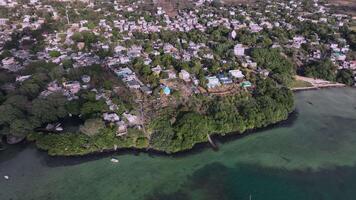 Aerial view of coastal village video
