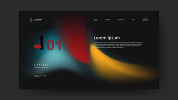 landing page web with retro gradien background design vector